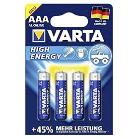 VARTA Piles AAA, lot de 4, Longlife Power, Alcalines, 1,5V, adaptées aux jouets, souris sans fil, lampes de poche, Made in Germany