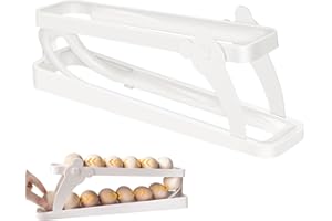 Alftek Eier Aufbewahrung Kühlschrank, Eierhalter Kühlschrank, Automatisch Rollender Eierbehälter, Platzsparender Eierhalter für Gefrierschrank, Eierhalter, Gefrierschrank, Eieraufbewahrung (Weiß)