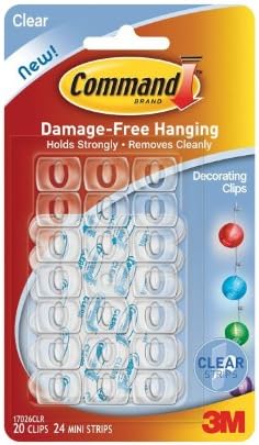 3 X Command Decorating Clips with Clear Strips