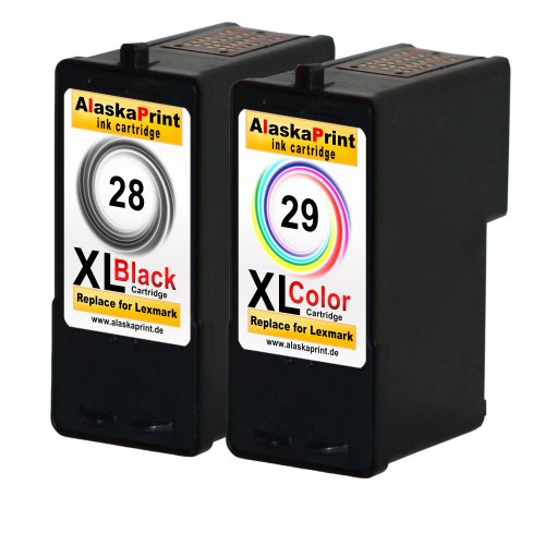 Premium 2er Set Kompatible Druckerpatronen Als Ersatz für Lexmark 28xl + 29xl für Lexmark Z1300 X5070 X5075 X5490 X5495 Z1300 X2500 Z1310 Z1320 Z1350 Z845 Patronen 28+29-lex