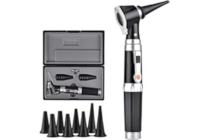 Jiusion Otoscope 3X avec LED, loupe de contrôle d'oreille portable avec 8 capuchons et 1 étui de rangement pour médecin infirmière adulte enfant chien chat animal de compagnie
