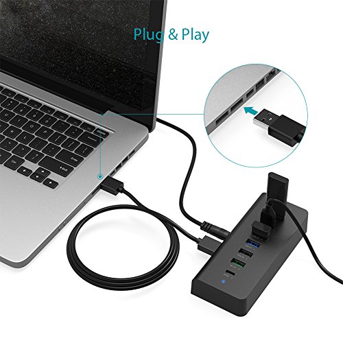 dodocool 4 Ports USB 3.0 Datenhub 3 Ladeports Datenübertragung QC 3.0 / USB A / USB C Ladefähige Geräte 60W 15V / 4A Netzteiladapter - 5