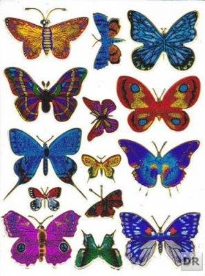 Butterfly Butterfly Lepid Optera Animals Sticker Set of 14 1-Inch Blade 135 mm x 100 mm Sticker Craft Party Metallic Look