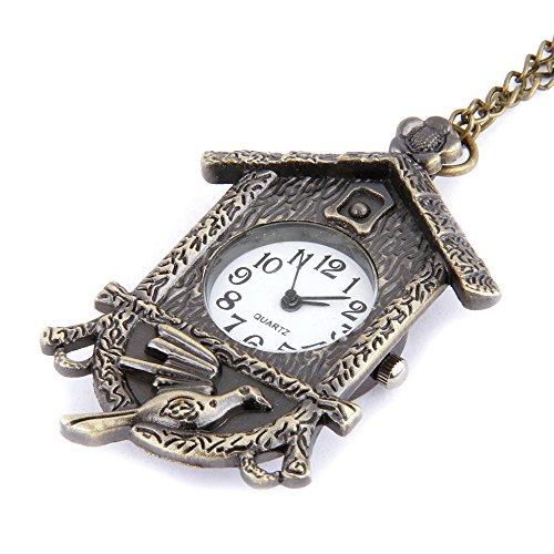 GSPStyle Damen Taschenuhr Anhnger Halskette Quarz Uhren Vgel-Form Schmuck Farbe Kupfer