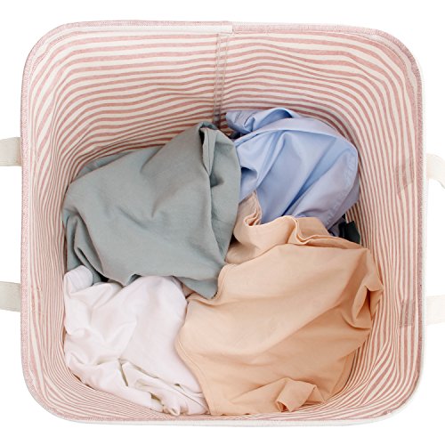 Lifewit Faltbar Wäschekorb Wäschesammler Wäschebox Laundry Taschen Haushalt Organizer Korb Wasserdicht Polyester Rund Groß Rosa/Beige - 7