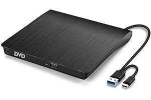 BEVA Lecteur CD DVD Externe USB 3.0 et Type C, Graveur CD Externe, Enregistreur Portable RW/ROM, Transmission Rapide pour Windows 11/10 / 8/7 / XP/Vista/Linux/Mac OS