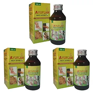 Ayusearch Ayuflam Multi Action Oil | Muscular Pain Relief Anti Inflammatory With Five Herbal Oil | Ayurvedic 100% Natural 100 ML Each (Pack of 3)