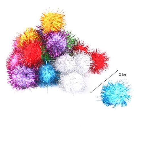 3.5cm Glitzy Tinsel Pompoms Bälle mit Catnip Katzenspielzeug Spritz - 4
