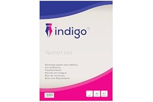 indigo® Recycled White Flipchart Pad – A1 Size, 40 Sheets – Bleed-Resistant Paper with Easy Tear-Off Perforation – Office & Classroom Presentation Pad