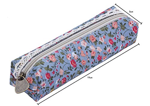 FOONEE Süß Blume Muster Federmäppchen Stiftemappe(Grün Himmelblau Rosa und Blau,4 in Set) - 2