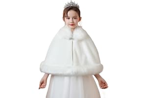 Heavyoff Boléro en Fausse Fourrure Fille Veste de demoiselle d'honneur Manteau Cardigan à Manches Longues pour Mariage