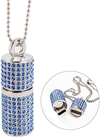 MITE Luxury Jewelry Lip Stick Shaped USB Flash Drive USB 2.0 Thumb Pen Drive with Necklace (32GB, Blue)
