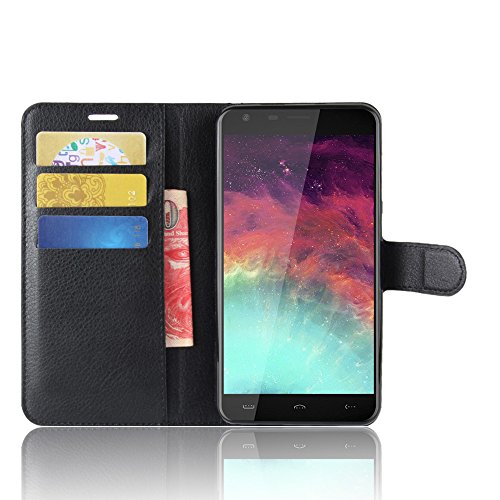 OFU   Para Homtom HT37 Funda Dual Layer PU And TPU Hybrid Card Carry Pocket Wallet Slot Cartera Cuero Funda de Piel Wallet Case para Homtom HT37 Carcasa Flip Case Cover con Funci  n Soporte negro 