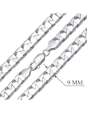 Halskette Herren 925 Silber Panzerkette breit 9 mm SQUARE CURB