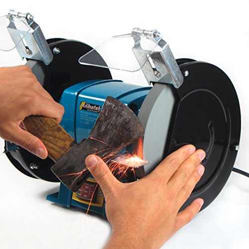 680 Watt Schleifbock 9,5kg Doppelschleifbock Schleifmaschine Doppel Schleifer, 2950U/min, Gehäuse komplett aus Metall, Steckdosenbetrieb - 7