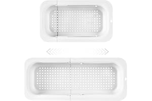 Colino Lavello Cucina Estensibile (34-47cm), Techextra Cestello lavandino Cucina, Colino Salvaspazio, Cestello Scolapiatti per Lavello Cucina Filtrante, Scola Pasta Cotta, Lava Verdure, Frutta