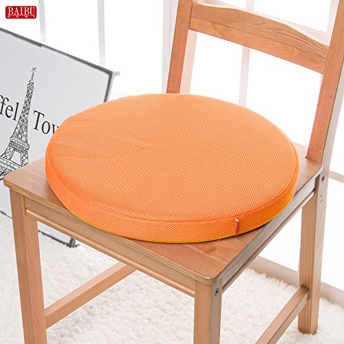 Baibu Atmungsaktives Waschbares Stuhlkissen Sitzkissen mit Patent für Auto, für Büro,Rund,Orange f 40x4cm - 7