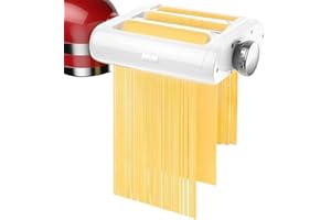 BFYLIN Accessoires pour Machine à Pâtes pour KitchenAid Robot Pâtissier, 3 en 1 Accessoire de Pâtes en Acier Inoxydable, Inclus Rouleau de Feuille à Pâtes, Coupe-Spaghetti, Coupe-Fettuccin