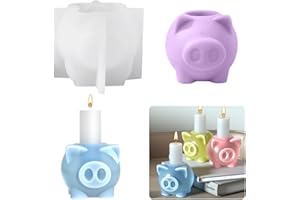 Koonafy Resin Candle Holder Mold 3D Piggy Pig Candle Mold 3D Animal Pig Silicone Mold Pig Resin Casting Mold for DIY Casting Making Animal Candlestick Pendulum Table Decoration (Pig Candle Mold)
