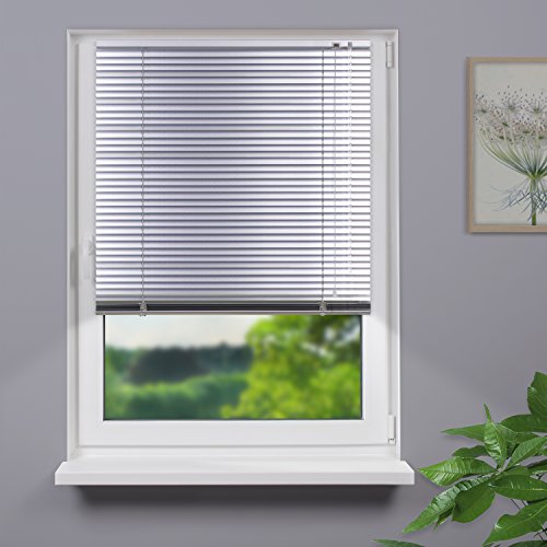 Fensterdecor Aluminium Fertig Jalousie / Silber 200 x 150 cm (BxH)
