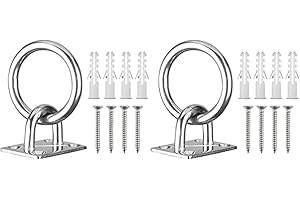 SILENT-QIAOYOU 2 Stück Anbindering Pferd, Eye Plate Solid Stainless Steel, Quadratisch Anbindering Pferd, 304 Edelstahl Augplatte mit Ring M5 Ösen Halterung, Wandhaken zum Aufhängen von Hängematte Boxing Boxsack