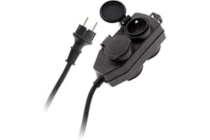 Zenitech - Boîtier de Dérivation 4 Prises IP44 - Noir - Câble 3G 1,5mm² H07RN-F - Longueur 5m - Certifié NF - Sécurité Enfant - Pour Usage Extérieur - Étanche et Robuste Pour Projets Extérieurs