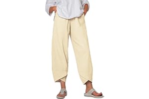 heekpek Pantaloni Donna Estivi Cotone Lino Leggeri Comodi Pantaloni Casual Donna Larghi Tinta Unita Pantaloni Spiaggia 9/10 Lunghezza