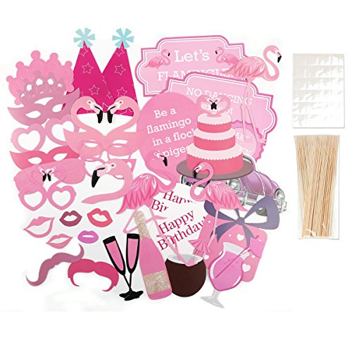 31tlg. Flamingo Foto Verkleidung Photo Booth Props Maske Baby Hochzeit Party Geburtstag Fotorequisiten Fotoautomaten Partymitbring - 3