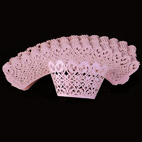 ULTNICE 50 Stück Cupcake Wrappers Fall für Hochzeit Geburtstagsparty (rosa) - 5