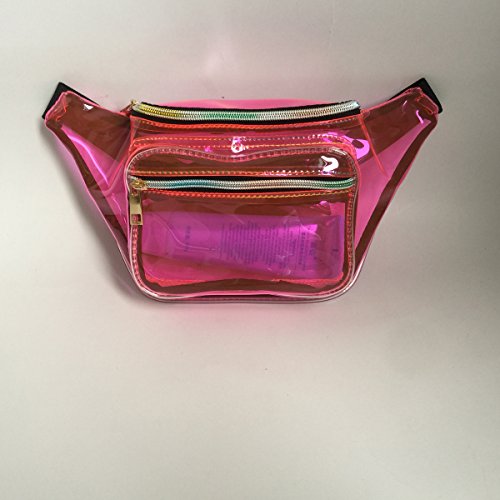 Flada Hologram Fanny Pack Laser Pack Bumbag Perfect for Hiking and Festivals (Clear Rosy)