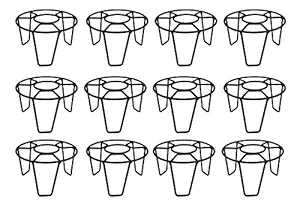 MACY Pack of 12 Iron Indoor/Outdoor Flower Pot/Plant Stand for Home Garden Balcony Living Room Decor (Black Rust Proof)