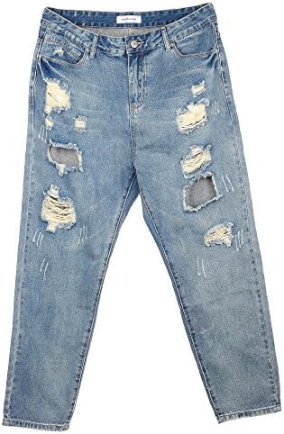 Womens Boyfriend Ripped Jeans Plus Size 14-28 (14)