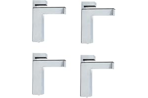 NUZAMAS - Juego de 4 abrazaderas de cristal en forma de F, montaje en pared, abrazadera ajustable, panel de 6 a 28 mm de grosor, aleación de zinc, acabado cromado, soporte para estante