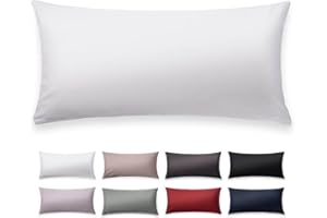 ‎BLUMTAL Blumtal Mako Satin Kissenbezug 40x60 Baumwolle Weiß - 2er Set Kissenbezüge aus 100% Baumwolle - Edle Glanzoptik & Reißverschluss - Satin Kissenbezug für Kissen 40x60 Dekokissen & Sofakissen