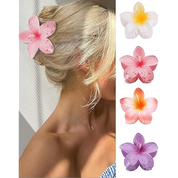 JASFLY Blumen Haarklammern Set – 8 Stück, 4 Farben, Rutschfest, Für Dicke & Dünne Haare