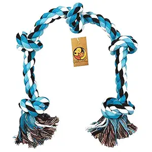 Foodie Puppies Cotton Rope Dog Chew Toy Large with 5 Chew Knots - Extra Durable (Color May Vary)