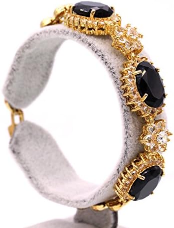LOVE STUDIO,Bracelet Black Zircon 18K Gold Plated Heart-shaped Bangle Women Jewellery Bracelet