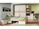 Schreibtisch: Maße ca. 110 x 76,3 x 60 cm (BxHxT)/ mit einer Tür/ darüber ein Schubkasten# Nachtschrank: Maße ca. 37,6 x 38,6 x 34,7 cm (BxHxT)/ mit zwei Schubkästen#