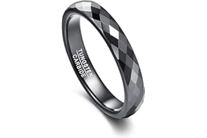 VAKKI Ring Damen 4 mm Wolframring Schwarz/Roségold Polierte Facettierte Eheringe für Frauen Größe 52(16.6)-70(22.3)