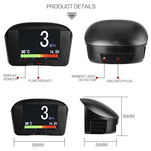autool Auto OBDII Digital kmh/MPH Tachometer & Overspeed Alarm Auto gemeinsamen Fault Code Scanner Wasser Temperatur Messgerät Mit LCD Display für 12 V die meisten Benzin und Diesel Fahrzeuge - 2