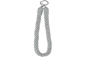 QPC DIRECT Twisted Cord Simple Plain Modern Thick Rope Curtain Tie Back, 60cm (Silver Grey)
