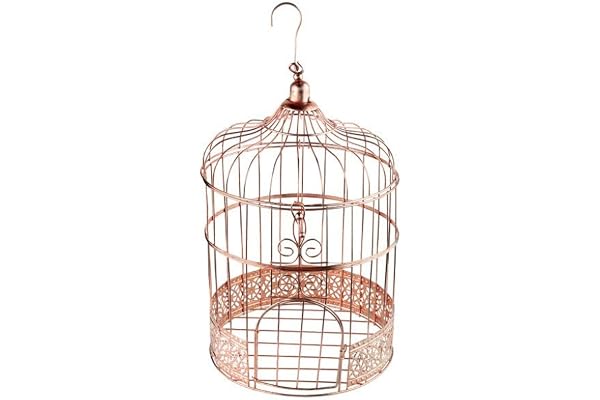 partydeco.pl Cage à Oiseaux décorative en Or Rose Vintage - Volière comme décoration/boîte à Cartes Cadeaux/décoration de Table.