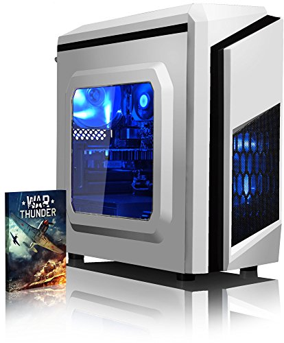 VIBOX Killstreak GG110-117 Gaming PC - 2,8GHz Intel Celeron Dual Core CPU, GT 710 GPU, preiswerte, Familien, Multimedia, Desktop Gamer Computer mit Spielgutschein, Blau Innenbeleuchtung, lebenslange Garantie* (2,8GHz superschneller Intel Celeron G1840 Dual-Core-CPU-Prozessor, Nvidia GeForce GT 710 1GB Grafikkarte GPU, 16GB DDR3 1600MHz RAM, 2TB (2000GB) SATA III 7200rpm Festplatte, 400W 85+ Netzteil, CIT F3 Weiß Gaming Geh§use, Intel B250 LGA1151 Mainboard, Ohne Windows Betriebssystem)