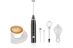 XiYee Mousseur à lait, Mousseur à café, fouet électrique, batteur à œufs à main, Buse à lait réglable à 3 vitesses pour le café, le café au lait et le cappuccino