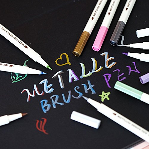 Butterme 2016 Neue Ankunft Weiche Rückkehrkurve Punkt Metallic Marker Pens, Set von 10 Farben, für die Karte, DIY Fotoalbum , Graffiti, Künstler Zeichnung, Gebrauch auf irgendeiner Oberfläche-Papier, Glas, Kunststoff, Keramik, Hochzeit Handwerk - 2