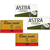 2 5-Piece Box Astra and 2 5-Piece Box Permasharp Double-Sided Razor Blades, Total 20 Leaf Razors