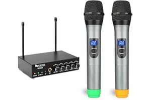 FIFINE TECHNOLOGY Fifine UHF Wireless Microphone System with Dual Handheld Mics for Karaoke Party, M-K036