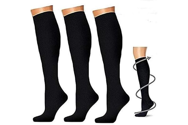 3 Paires Chaussettes de compression pour hommes et femmes, 20–30 mmHg, infirmières, ashtoises au tibia, voyage en avion et grossesse de maternité. Endurance Boost, Circulation &Retablissement,S/M