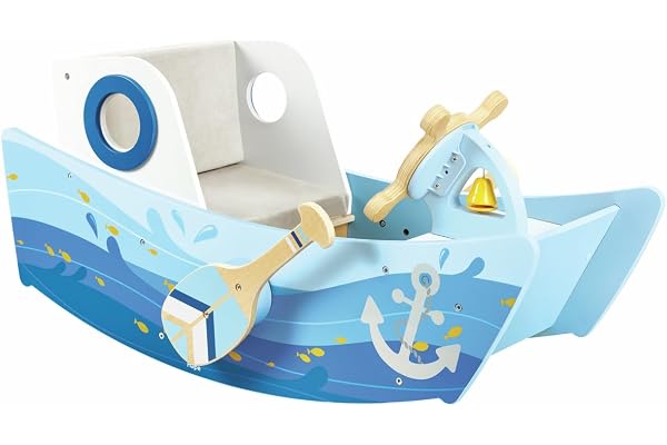 Hape Le Bateau à Bascule du Capitaine - Jouet Interactif pour Enfants dès 12 Mois - Développement de la Motricité, Imagination et Jeu de Rôle Réaliste - Cadeau Fille Garçon, Jeu Éveil
