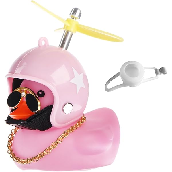 Klaxon Velo Enfant 4 Piu00e8ces Canard Jaune Voiture Tableau De Bord, Canard En Caoutchouc Avec Casque, Ornements Et Du00e9corations Pour Vu00e9los, Motos Klaxon Velo Rigolo